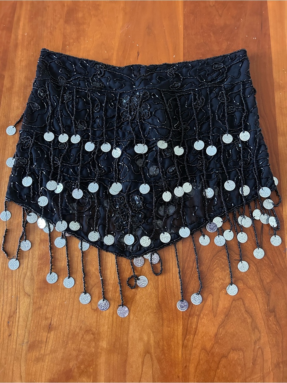 Vintage beaded belly dance hip scarf Made in India